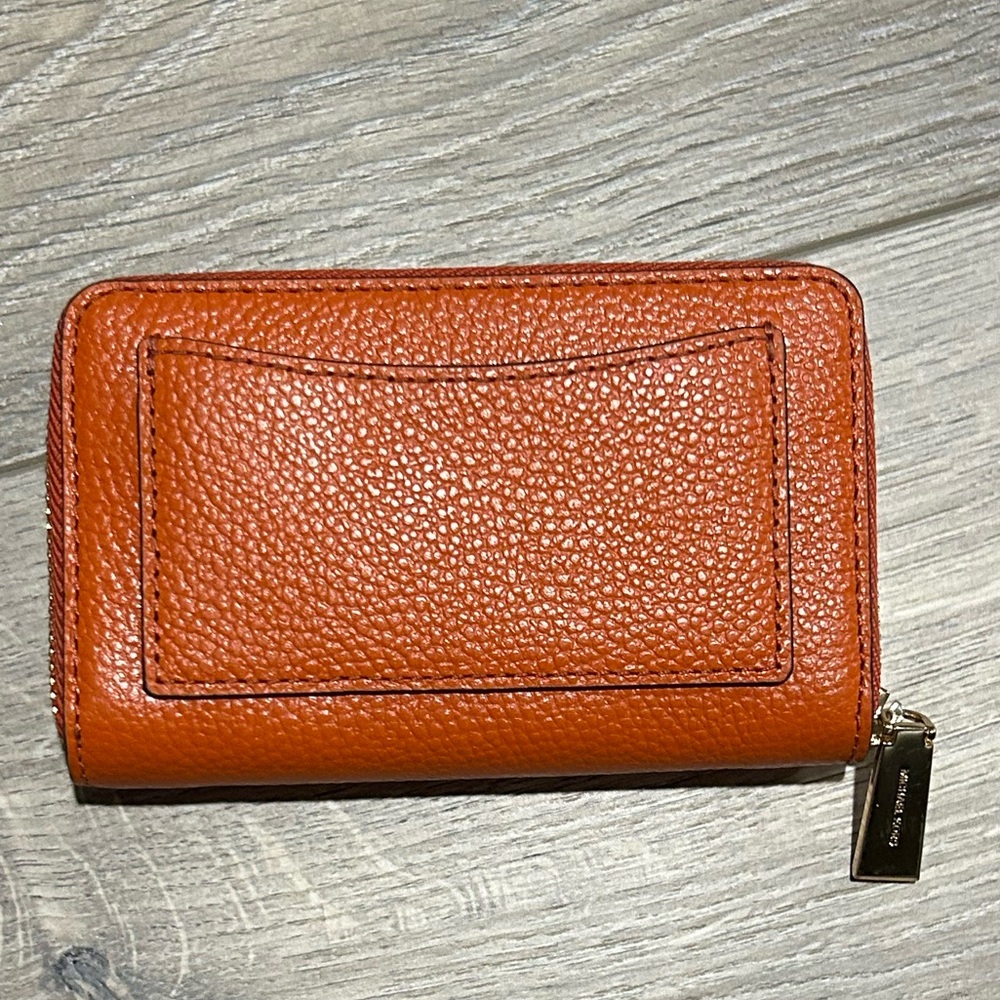 Jet Set Small Zip Around Leather Card Case / Wallet Orange - Picture 2 of 9